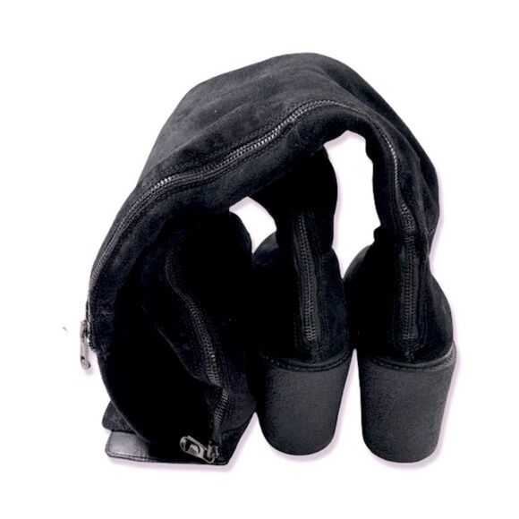 Gusto Women's Black Suede Leather Over The Knee High Block Heeled Boots - Picture 4 of 7